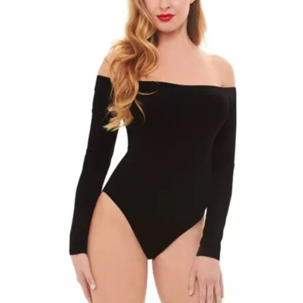 NFS Spirit Halloween Women's Black Off the Shoulder Long Sleeve Bodysuit Large